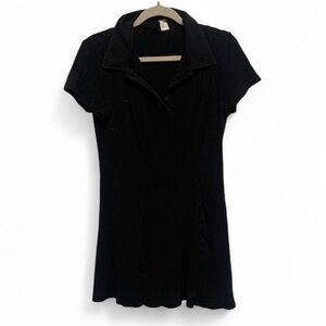 Divided H&M Black Ribbed Goth Preppy Academic Mini Dress Size Large